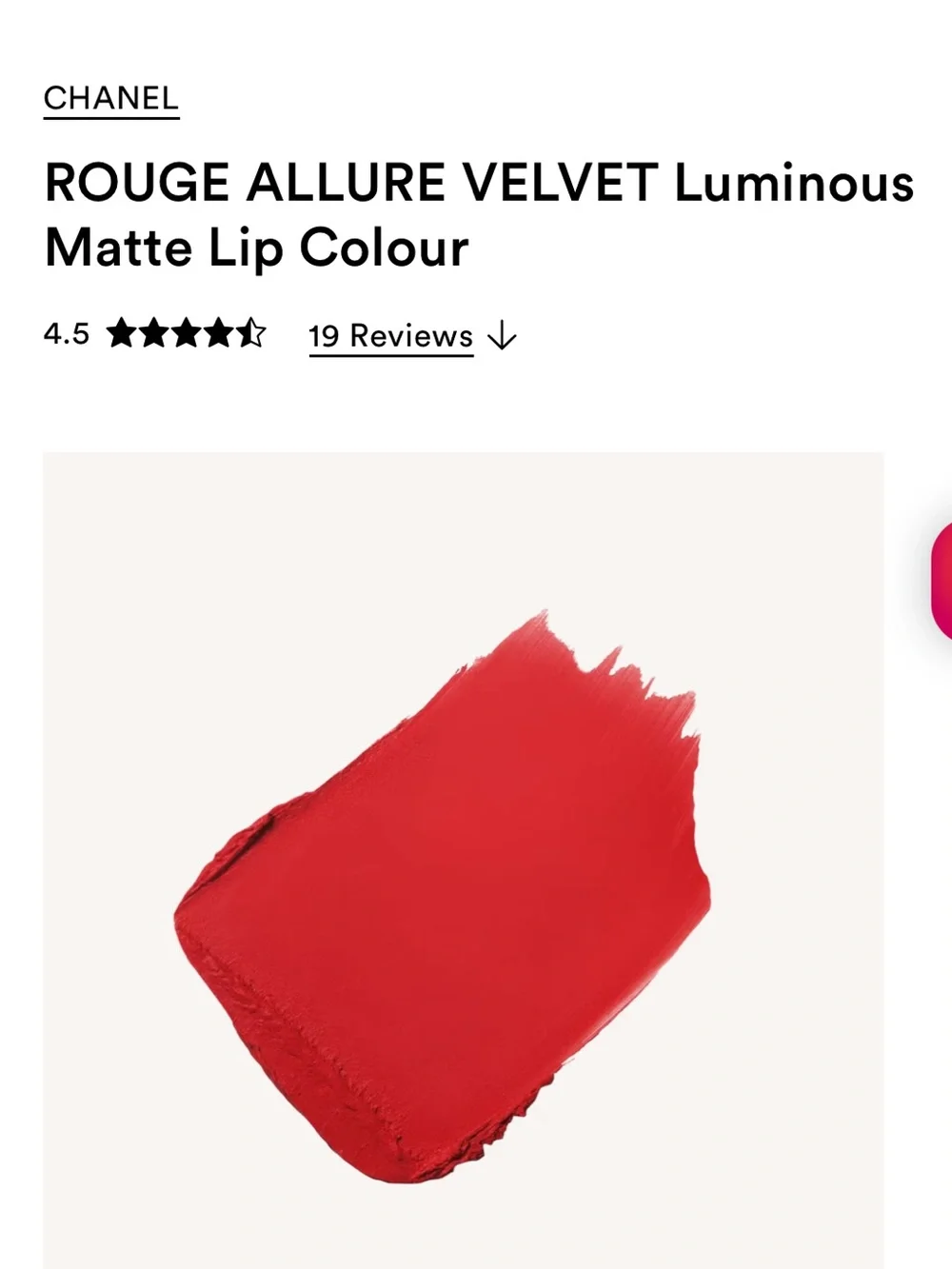 CHANEL Rouge Allure Luminous Matte Lip  Color: 56 Rouge Chanel Intense fire red